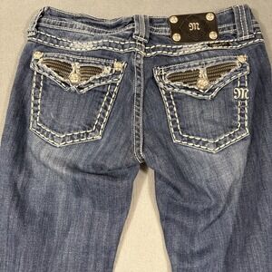 MISS ME wOMENS 28 bOOT jE5189B41 jEANS tHICK sTITCH wHISKERS sTUDDED